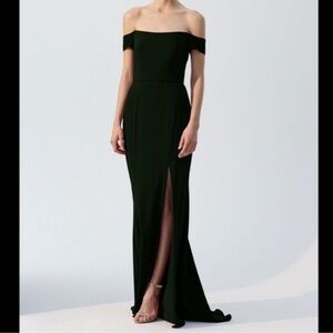 Amsale Off-Shoulder Black Dress